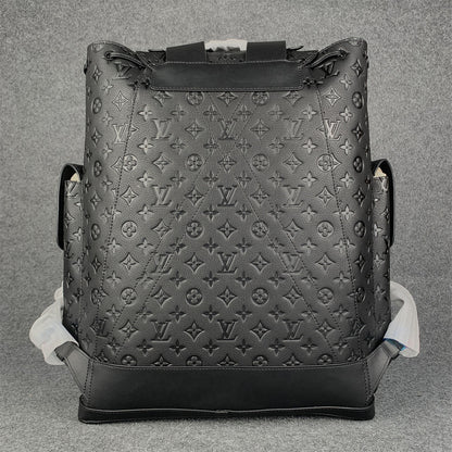 LV Black & Orange Taurillon Leather Monogram Christopher Backpack