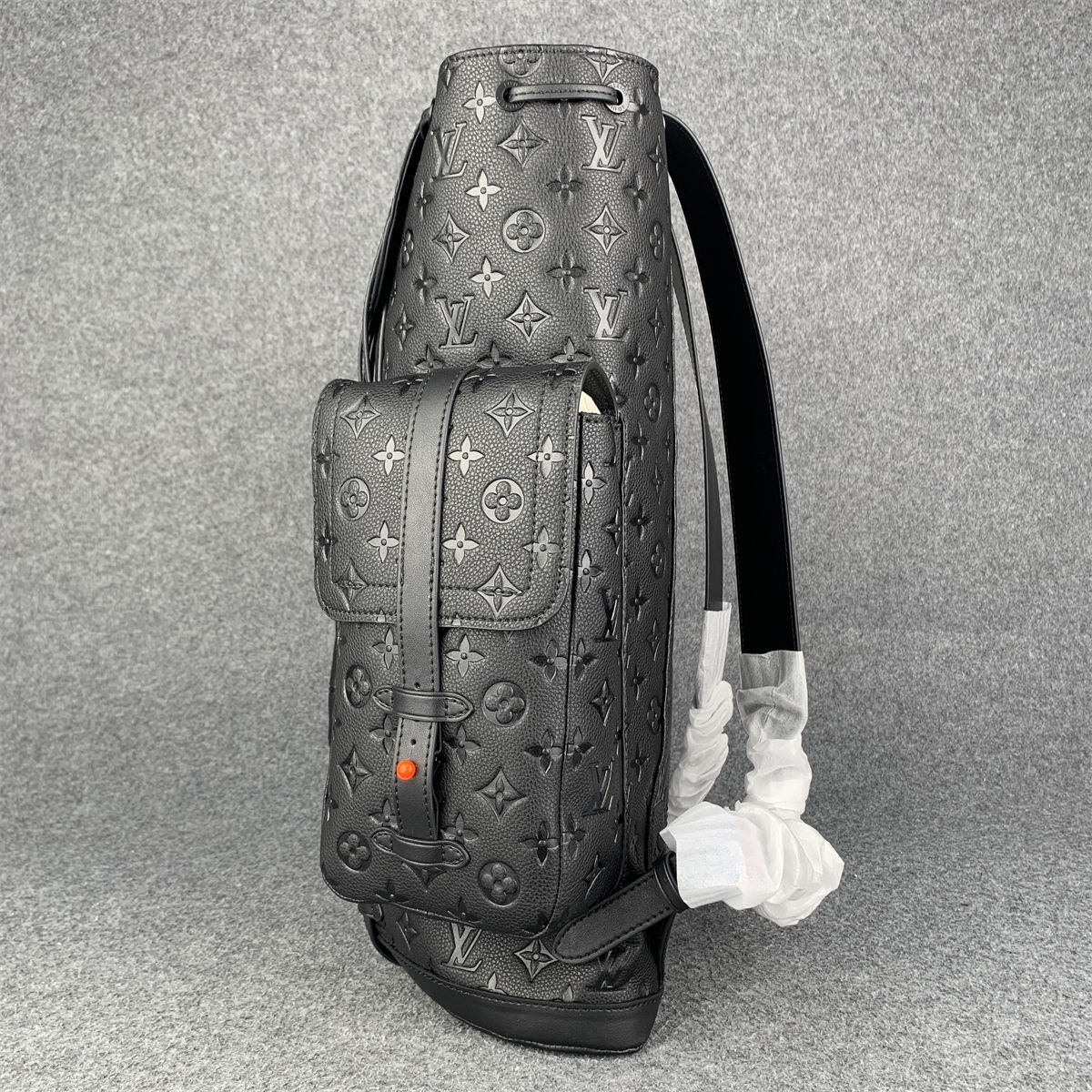 LV Black & Orange Taurillon Leather Monogram Christopher Backpack