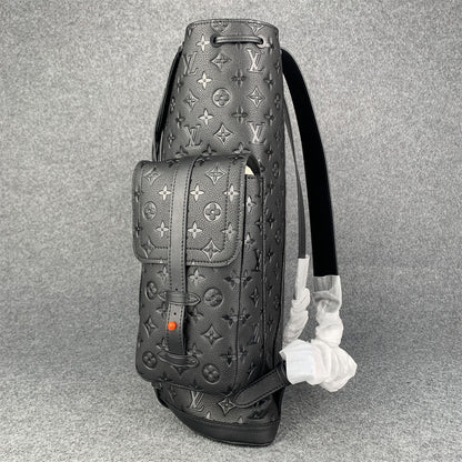 LV Black & Orange Taurillon Leather Monogram Christopher Backpack