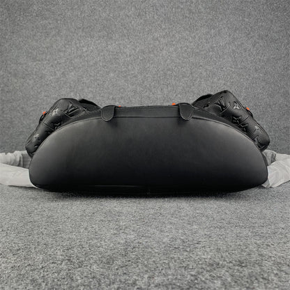 LV Black & Orange Taurillon Leather Monogram Christopher Backpack