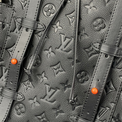 LV Black & Orange Taurillon Leather Monogram Christopher Backpack