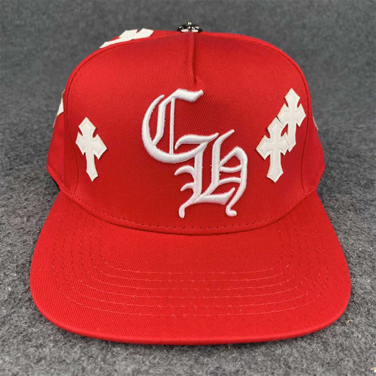 Chrome Hearts Cross Patch Snapback Hat 'Red'