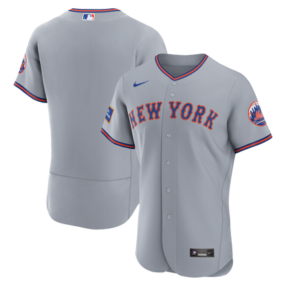 New York Mets Nike Road Sponsor Patch Authentic Jersey - Gray