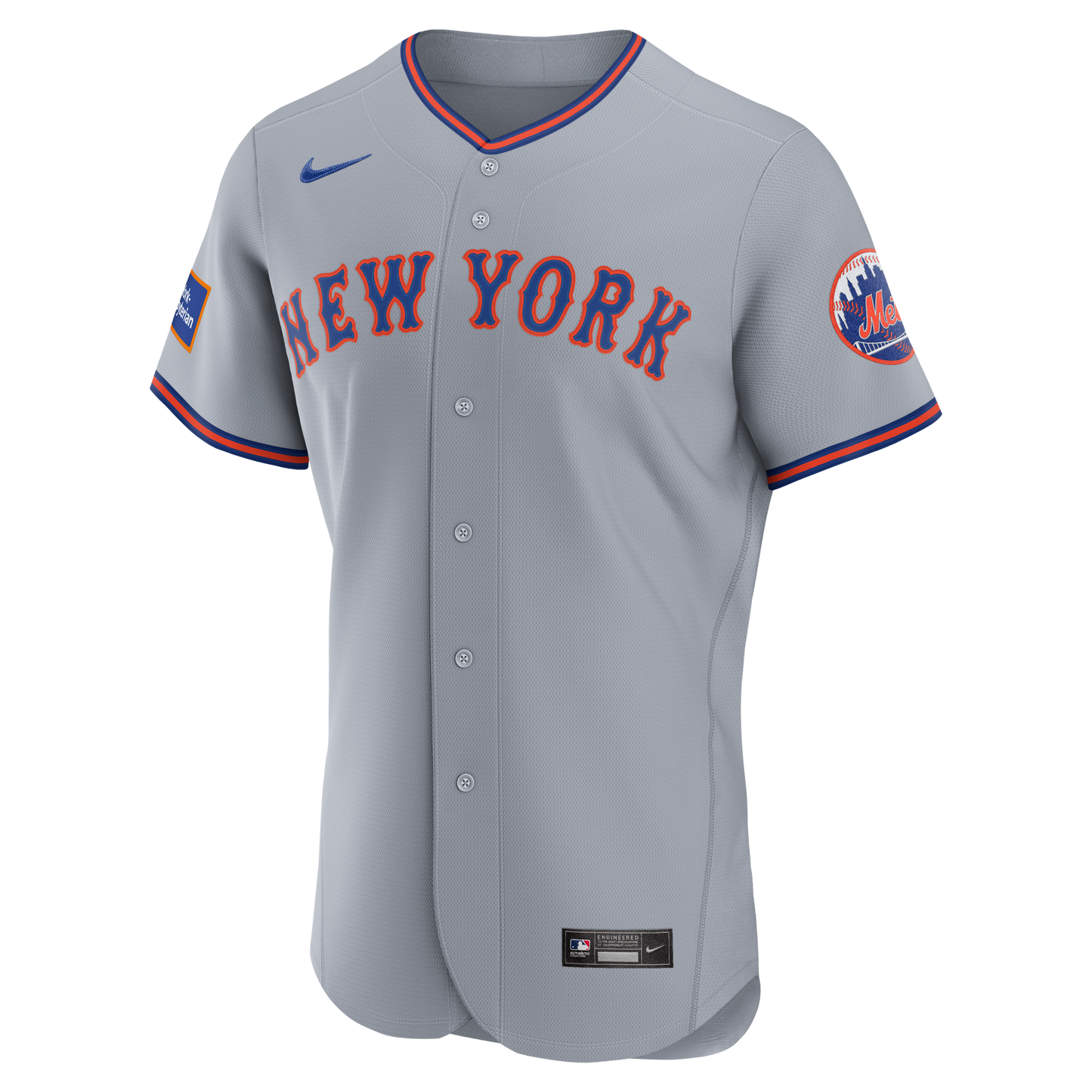 New York Mets Nike Road Sponsor Patch Authentic Jersey - Gray
