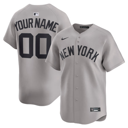 New York Yankees Nike Away Limited Custom Jersey - Gray