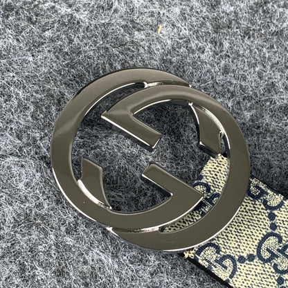 GG Supreme Interlocking G Buckle Belt Beige & Blue