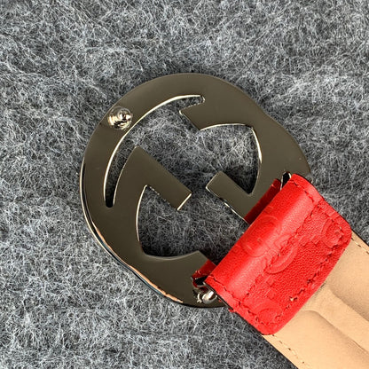 Guccissima Leather Interlocking G Belt Red Monogram