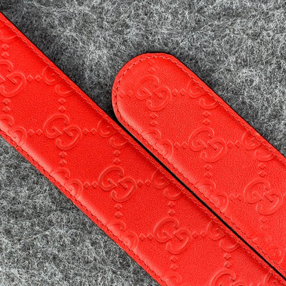 Guccissima Leather Interlocking G Belt Red Monogram