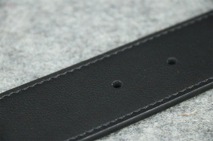 Double G Leather Belt with Antique Brass Buckle, 1” Width 'Black'