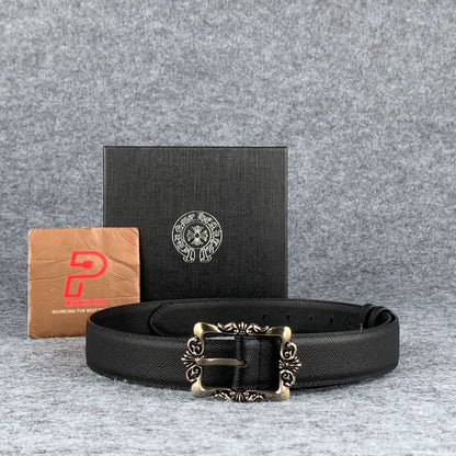 Chrome Hearts Filigree Black Leather Belt