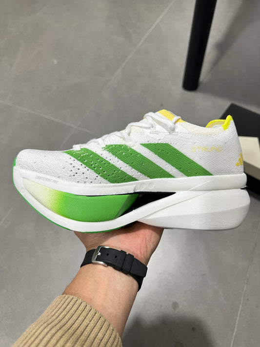 Adidas ADIZERO ADIOS PRO 4 (Cloud White / Green / Yellow colorway)