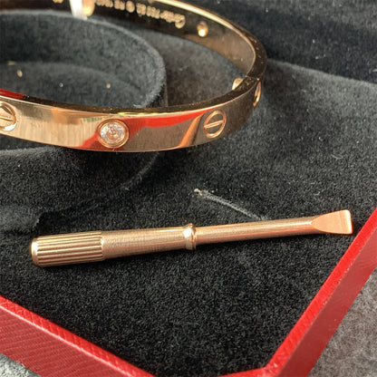 Rose Gold Love Bracelet with Half Diamond Design