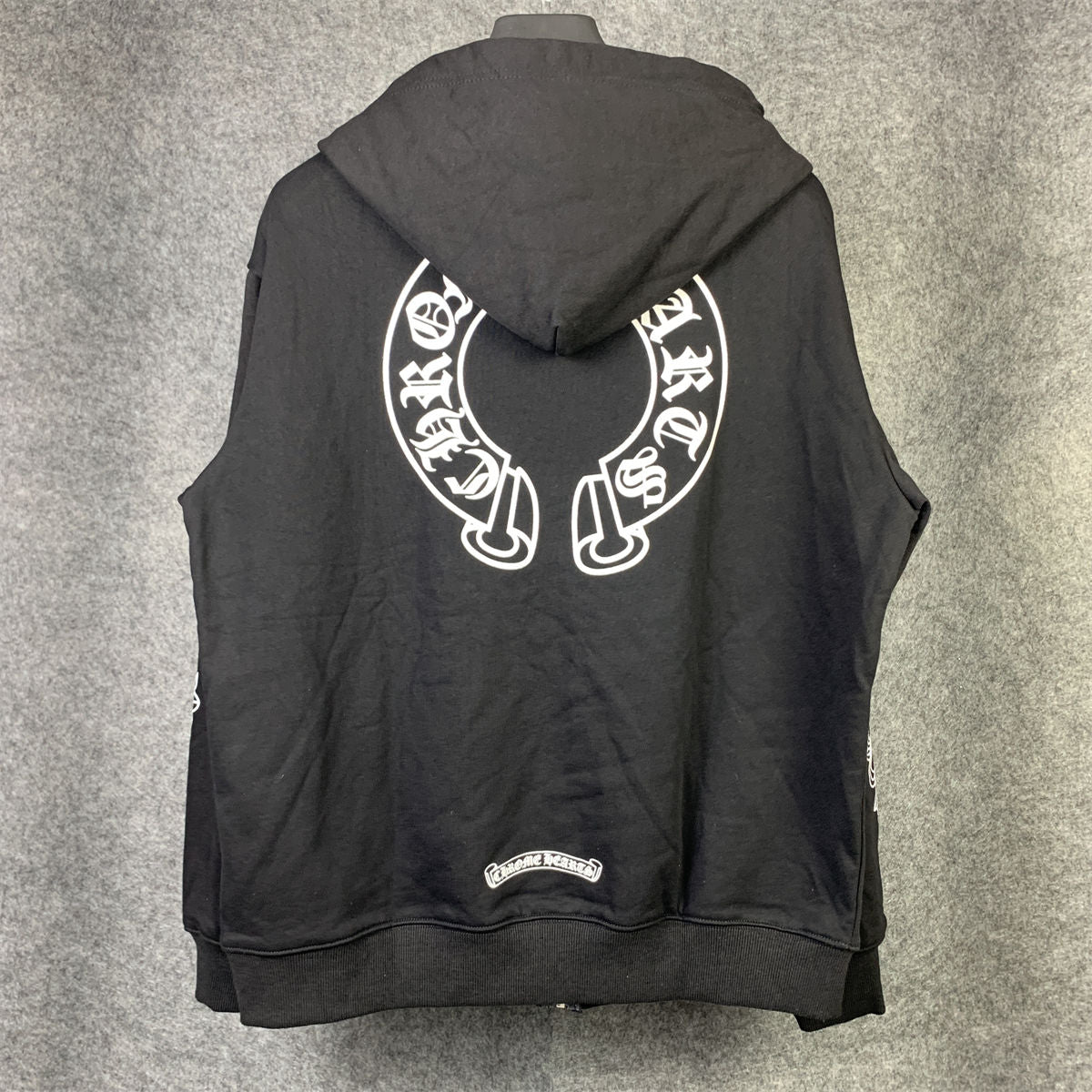 Chrome Hearts Horseshoe Floral Cross-Sleeve Zip Up Hoodie 'Black/White'