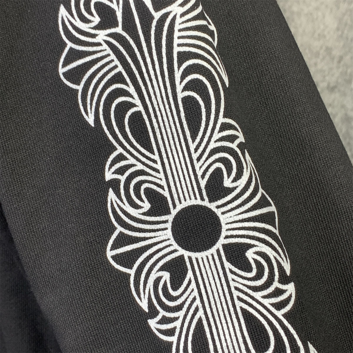 Chrome Hearts Horseshoe Floral Cross-Sleeve Zip Up Hoodie 'Black/White'