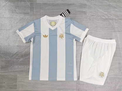 KIDS Argentina National Team “Trefoil Gold” Special Edition Kit (Jersey & Shorts Set)