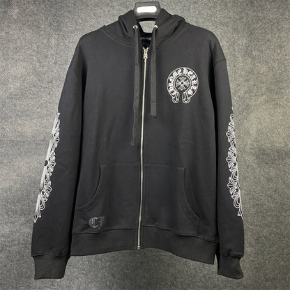 Chrome Hearts Malibu Exclusive Horse Shoe Zip Up Hoodie 'Black'