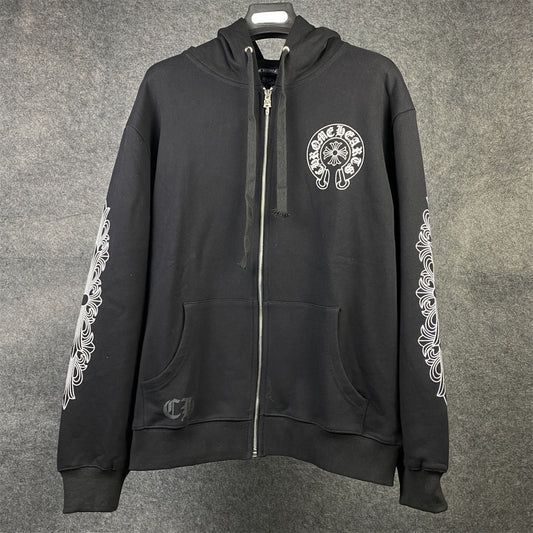 Chrome Hearts Malibu Exclusive Horse Shoe Zip Up Hoodie 'Black'