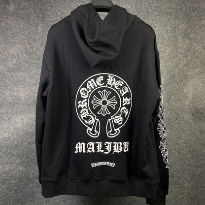 Chrome Hearts Malibu Exclusive Horse Shoe Zip Up Hoodie 'Black'