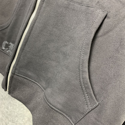 Chrome Hearts Made In Hollywood Plus Cross Zip Up Hoodie 'Black/Red'