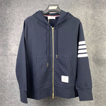 Thom Browne CLASSIC LOOPBACK 4-BAR FULL ZIP HOODIE