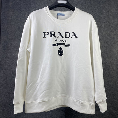 Prada Chenille Logo Sweatshirt 'White'