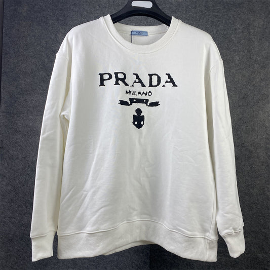 Prada Chenille Logo Sweatshirt 'White'