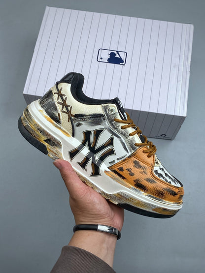 MLB New York Yankees Chunky Liner "Leopard Print Distressed" Custom Sneakers