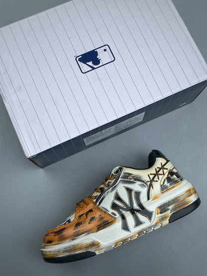 MLB New York Yankees Chunky Liner "Leopard Print Distressed" Custom Sneakers
