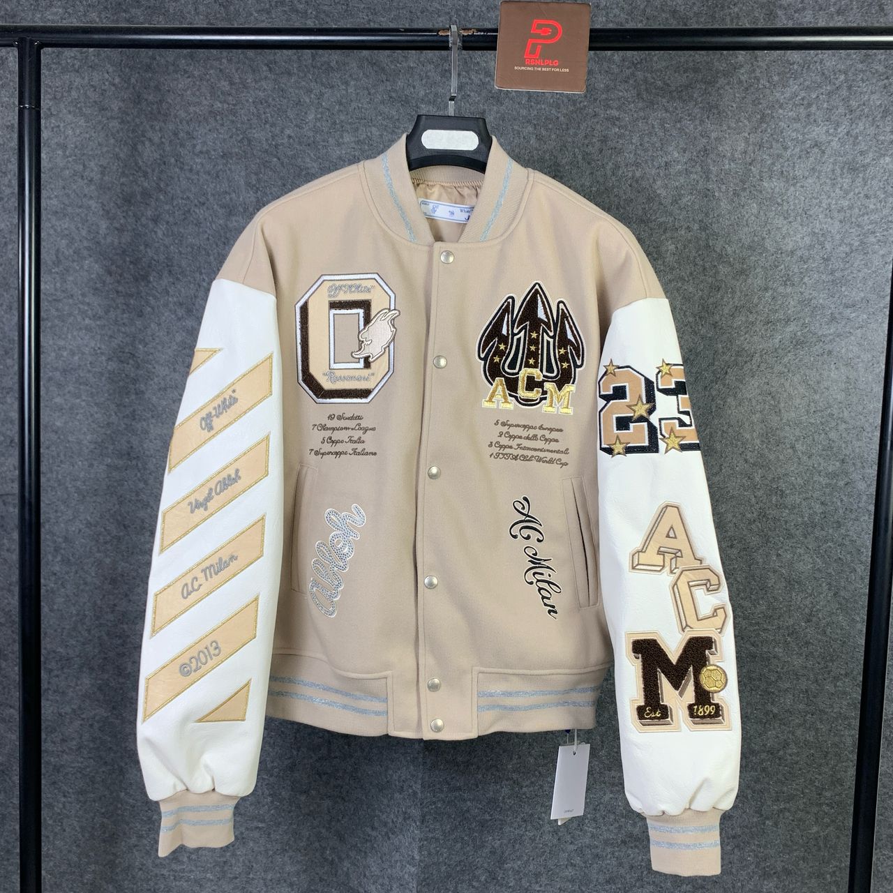 OFF-WHITE x AC Milan Varsity Jacket 'Cream/White'