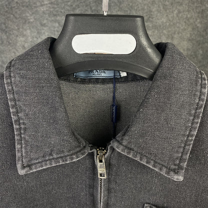 PRADA Women's Grey Denim Blouson Jacket 'Gray'