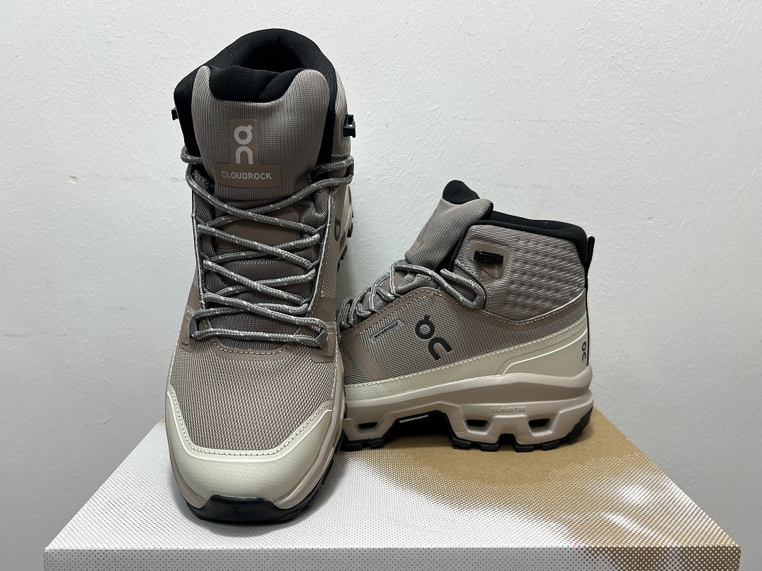 On Cloudrock Mid Waterproof Hiking Boots in Grey
