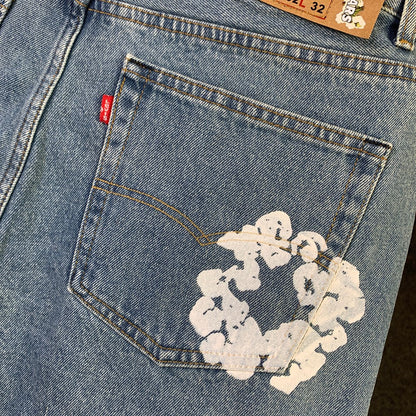 Levi's x Denim Tears The Cotton Wreath Print Straight Leg Jeans