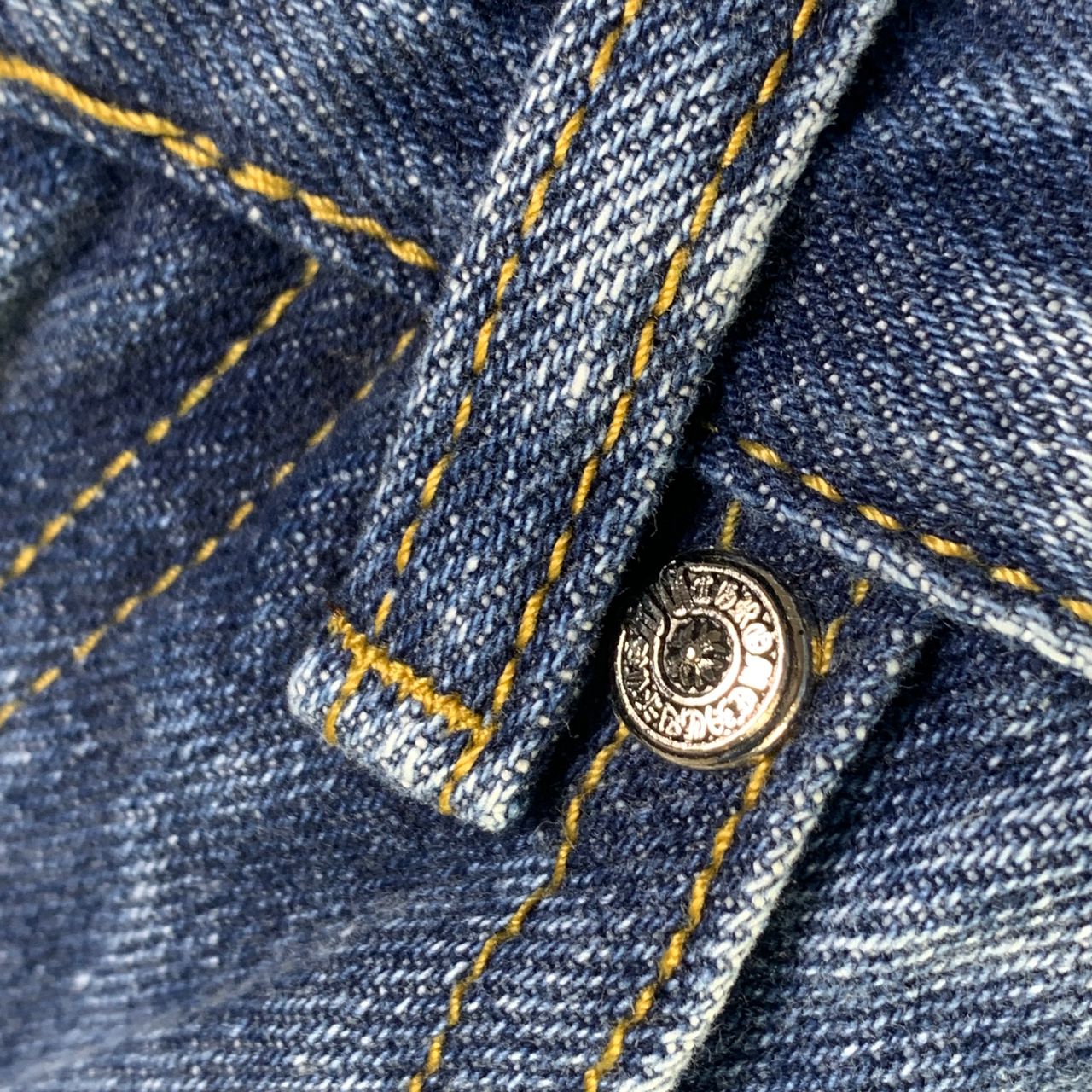 CHROME HEARTS Blue Jeans With Black Leather Crosses