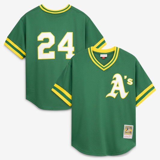 Rickey Henderson Athletics Mitchell &amp;amp; Ness Authentic Batting Practice Jersey - Green