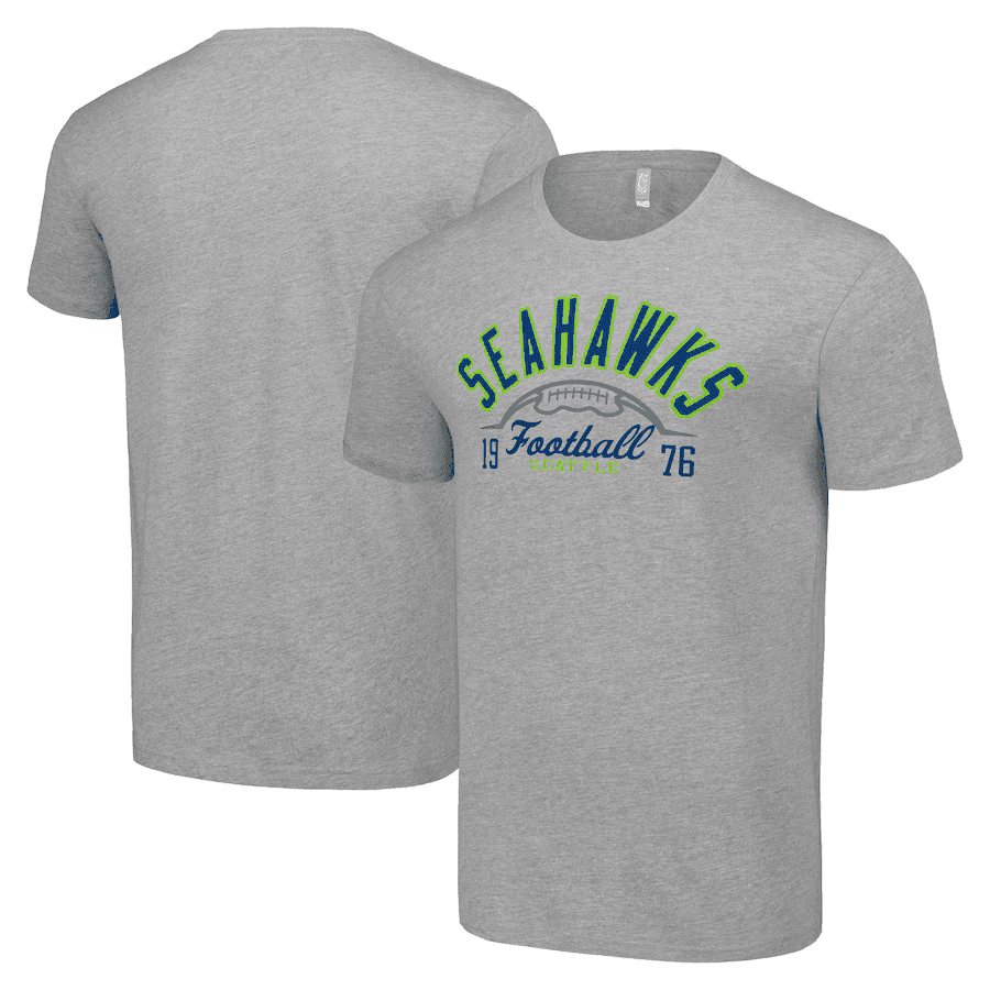 Seattle Seahawks T-shirt – Est. Year Heritage Football Print - Heather Grey