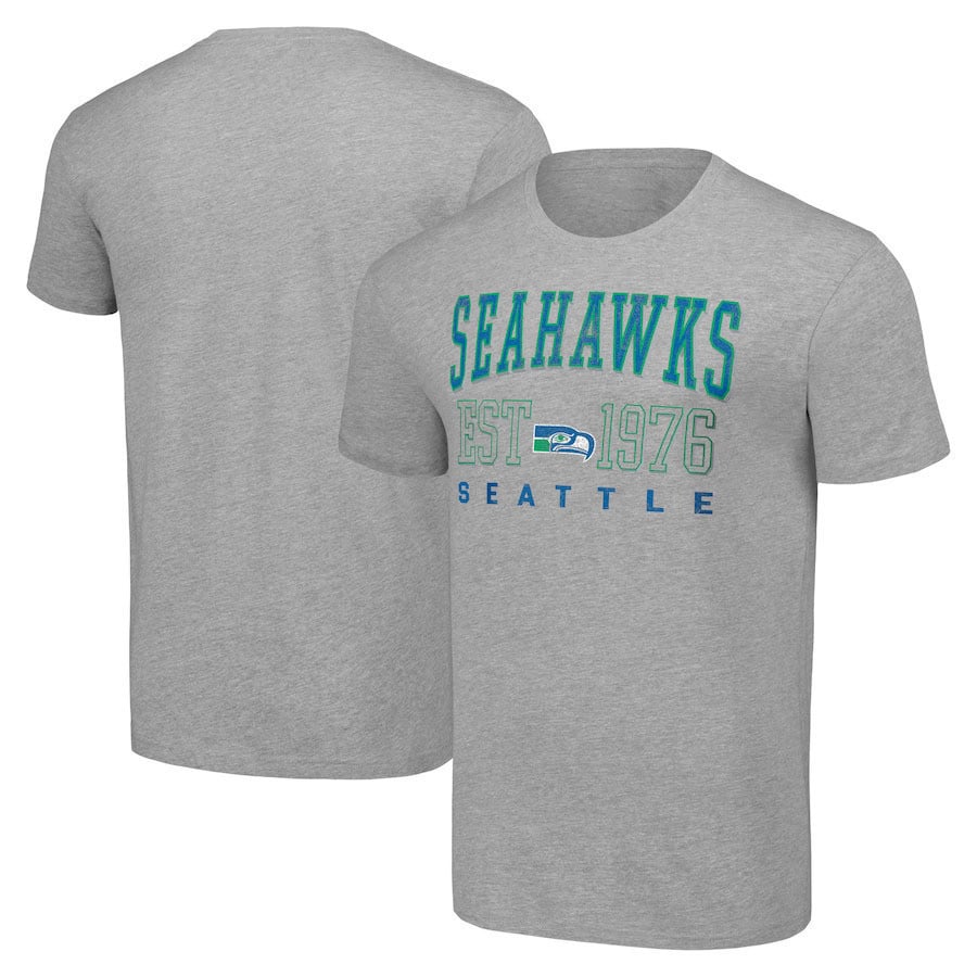 Seattle Seahawks Distressed Logo Established T-Shirt - Heather Grey