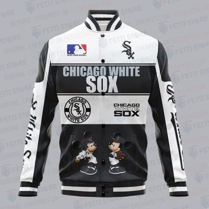 Chicago White Sox City And Logo Pattern Print Varsity Jacket - All-Over-Printed Jacket