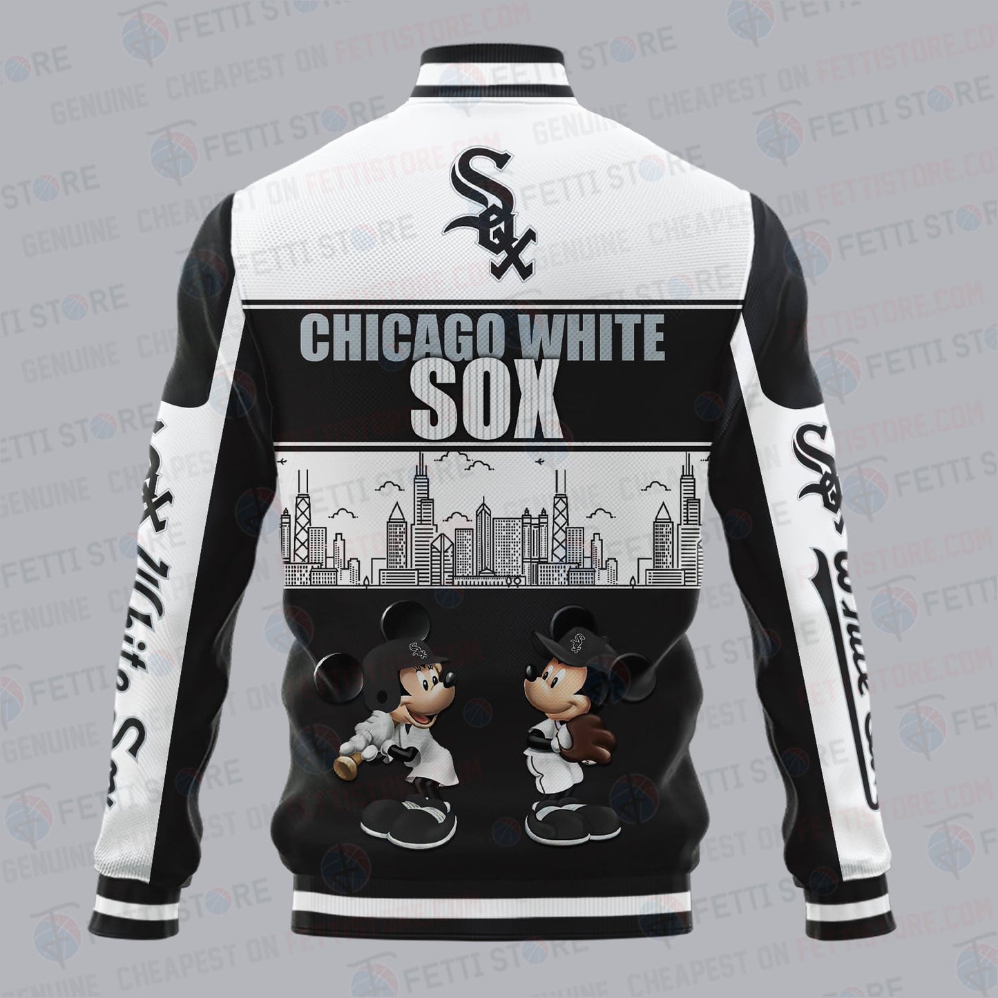 Chicago White Sox City And Logo Pattern Print Varsity Jacket - All-Over-Printed Jacket