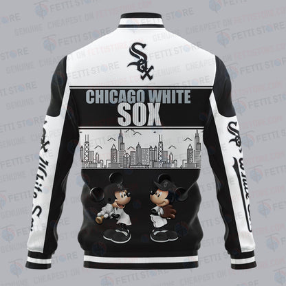 Chicago White Sox City And Logo Pattern Print Varsity Jacket - All-Over-Printed Jacket