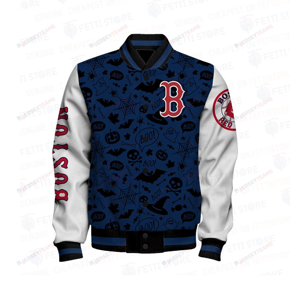 Boston Red Sox Halloween Pattern Varsity Jacket - All-Over-Printed Jacket