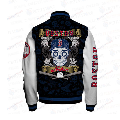 Boston Red Sox Halloween Pattern Varsity Jacket - All-Over-Printed Jacket