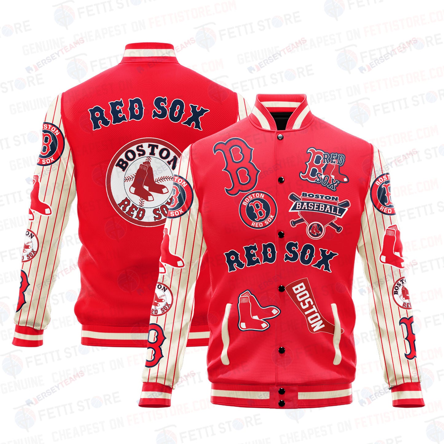 Boston Red Sox - Major League Baseball AOP Varsity Jacket V6 - All-Over-Printed Jacket
