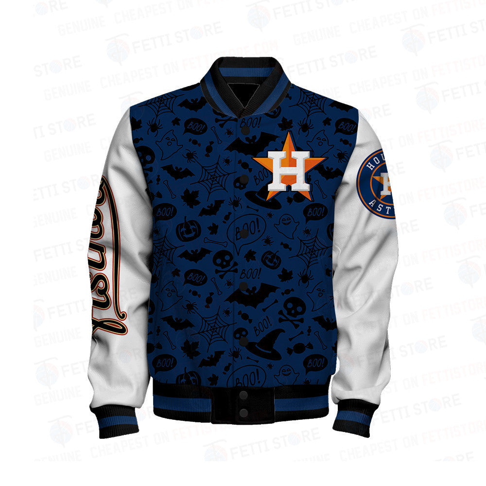 Houston Astros Halloween Pattern Varsity Jacket - All-Over-Printed Jacket