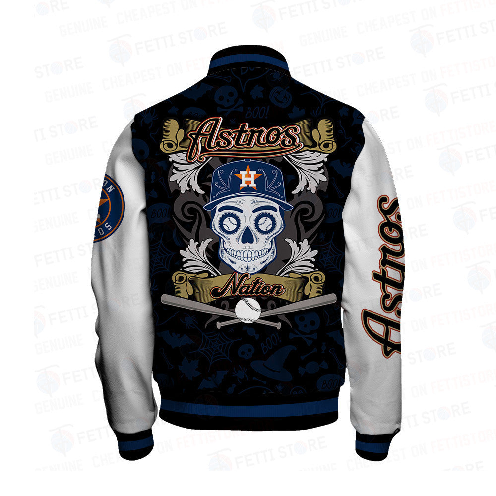 Houston Astros Halloween Pattern Varsity Jacket - All-Over-Printed Jacket