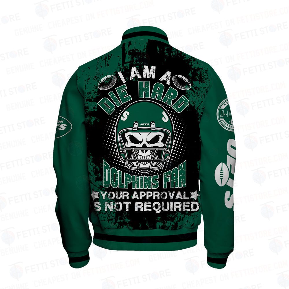 New York Jets Skull Helmet Halloween Pattern Varsity Jacket - All-Over-Printed Jacket