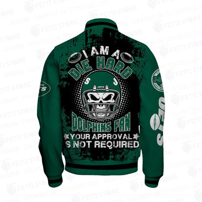 New York Jets Skull Helmet Halloween Pattern Varsity Jacket - All-Over-Printed Jacket