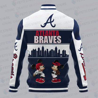 Atlanta Braves City And Logo Pattern Print Varsity Jacket - All-Over-Printed Jacket