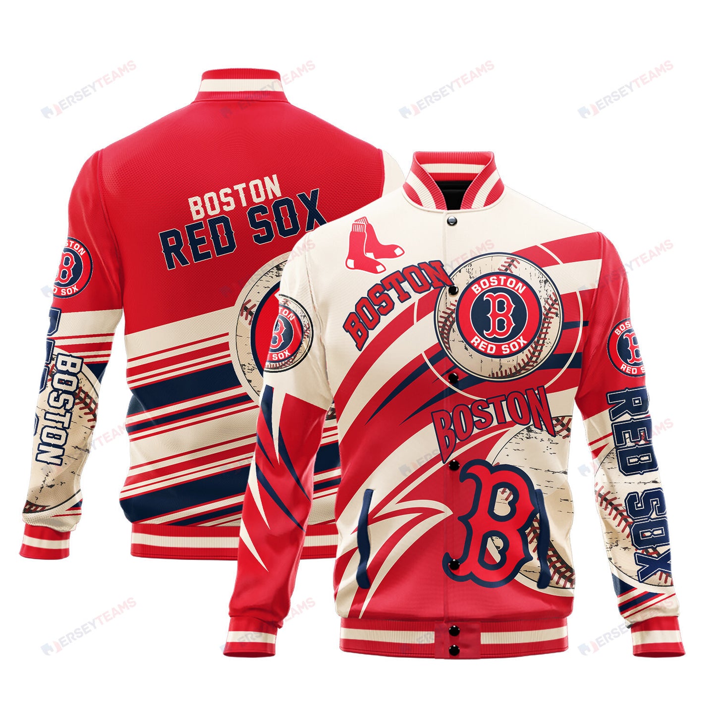 Boston Red Sox - Major League Baseball AOP Varsity Jacket V9 - All-Over-Printed Jacket