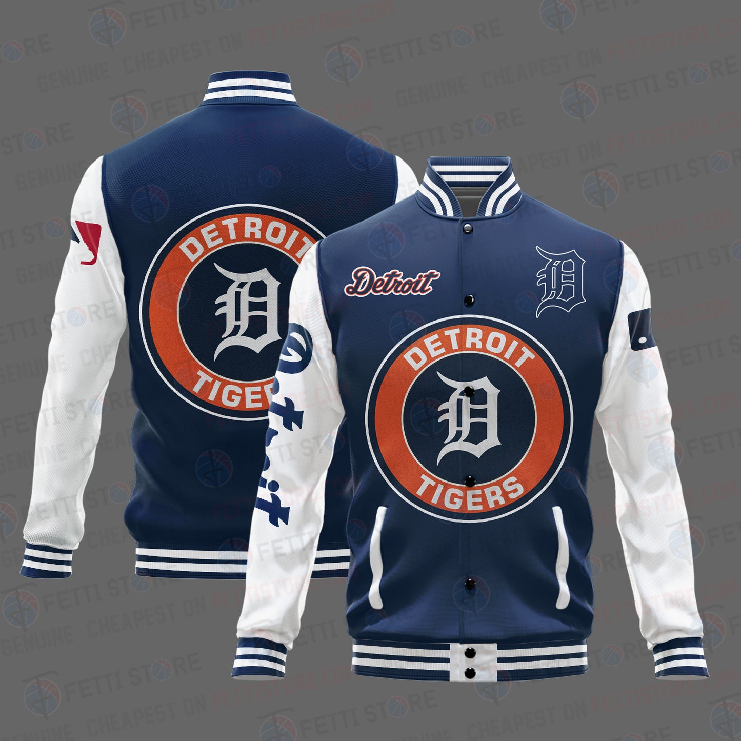 Detroit Tigers Major League Baseball AOP Varsity Jacket STM - All-Over-Printed Jacket