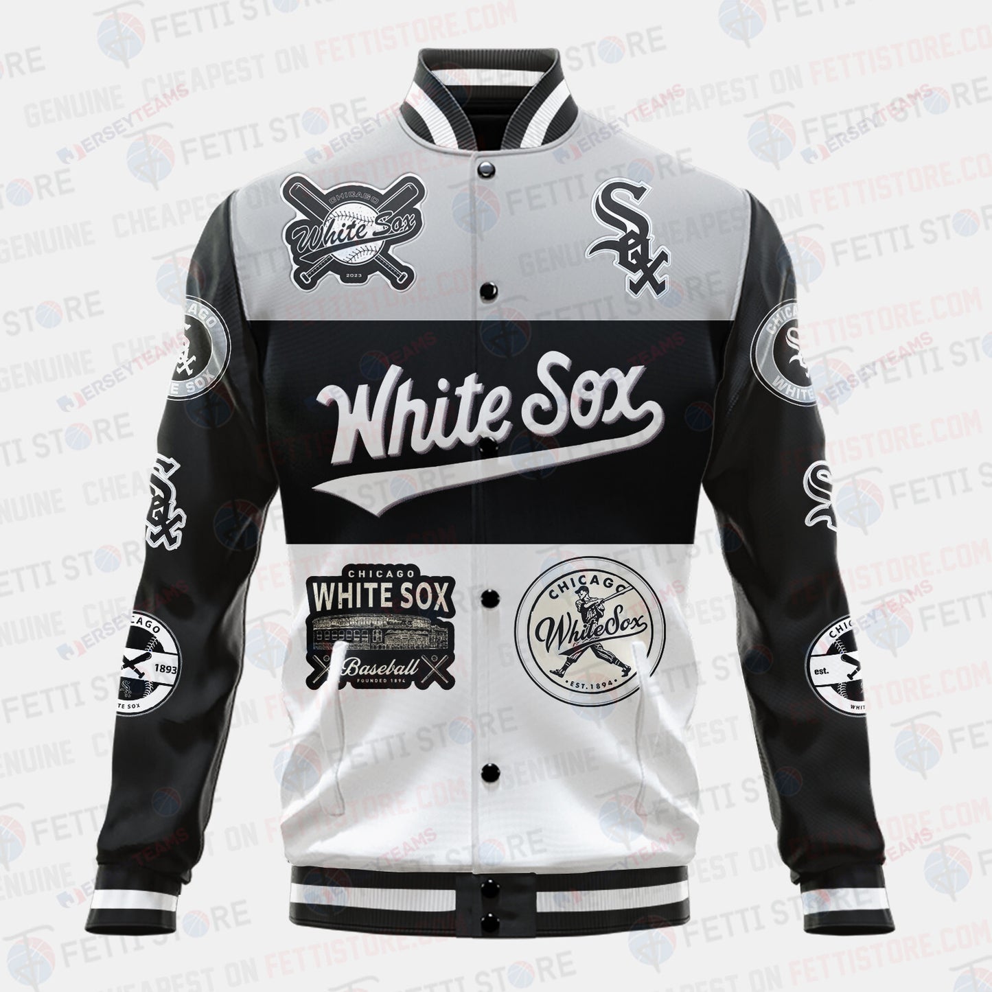 Chicago White Sox Symbol Vintage Design Varsity Jacket - All-Over-Printed Jacket